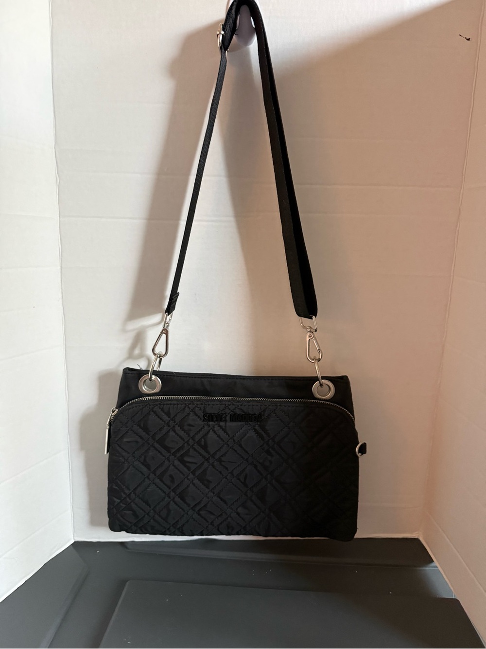 Steve Madden Black Quilted Crossbody Purse